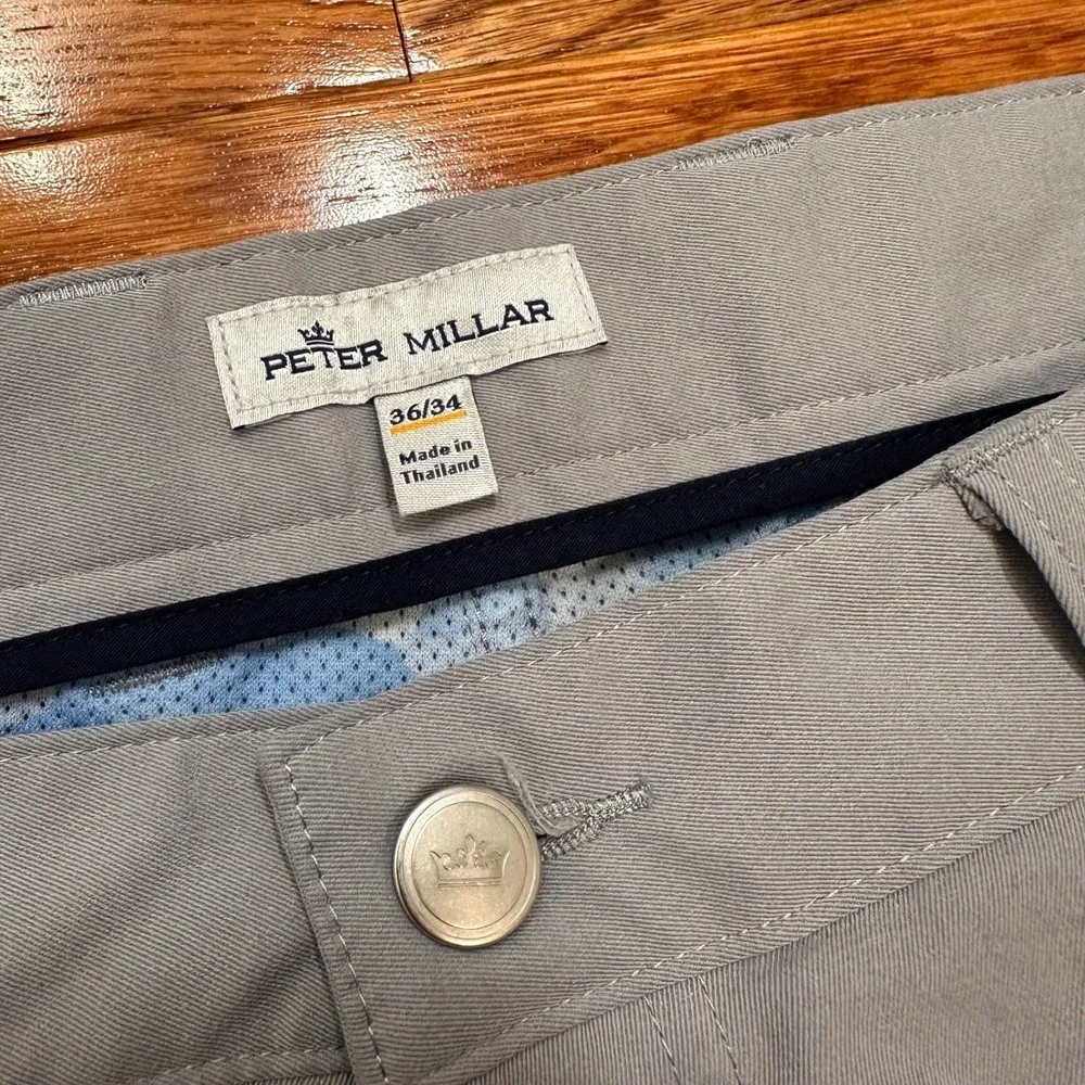 Peter Millar eb66 Performance Five Pocket Pants Fits Mens 36x28 Gale Gray Golf‎